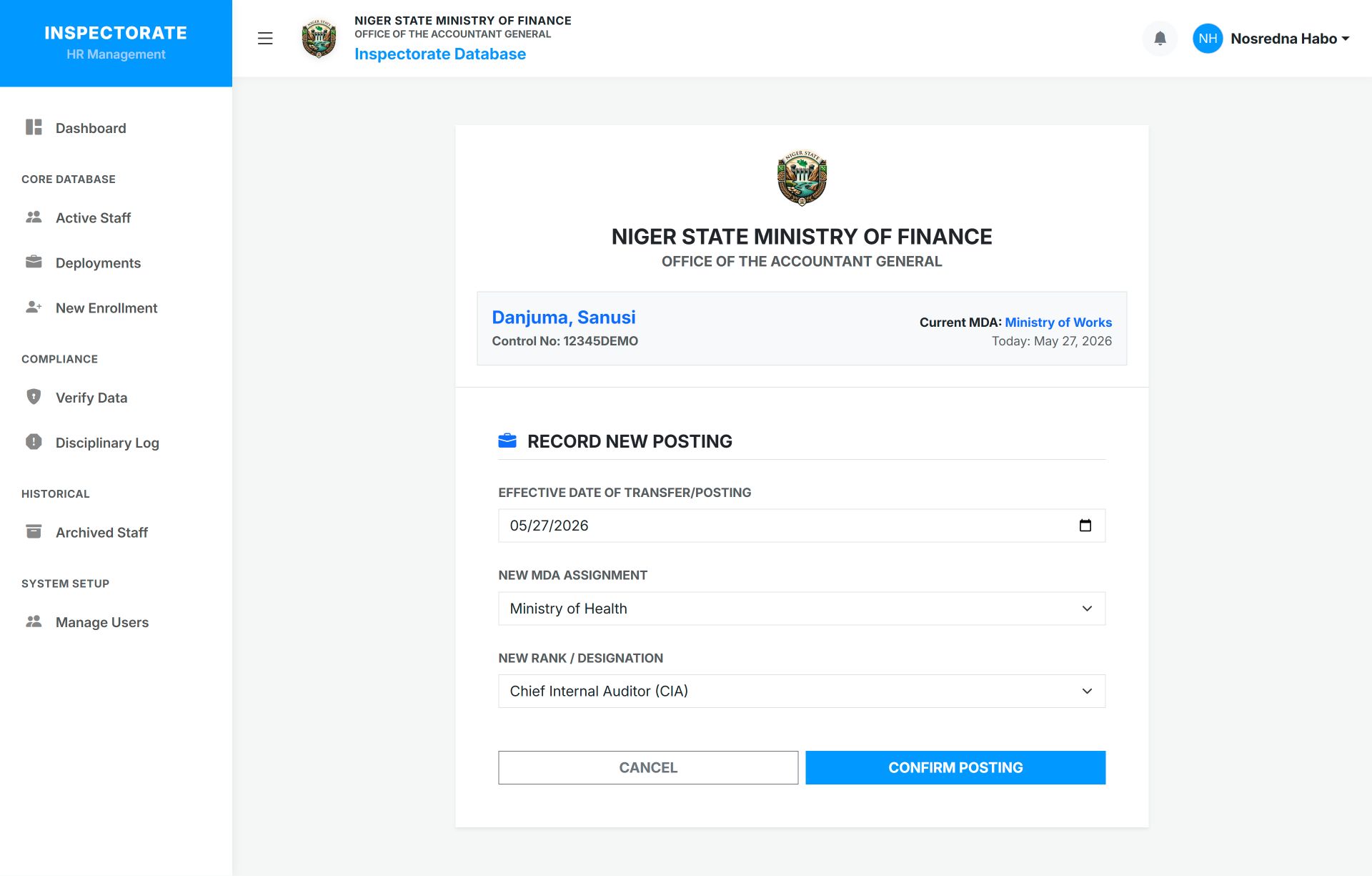 Gallery image for Niger State Ministry of Finance – Office of the Accountant General (Inspectorate Database)